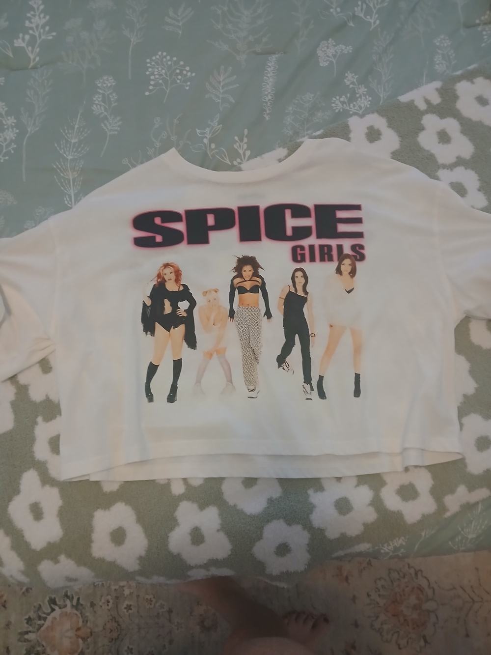 Ice White Spice Girls Graphic Crop Tee with Pink Logo